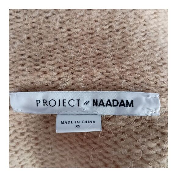 Naadam tProject Sweater Mock Neck Long Sleeve Hi-Lo Hem Knit Tan Camel Womens XS - Picture 3 of 4